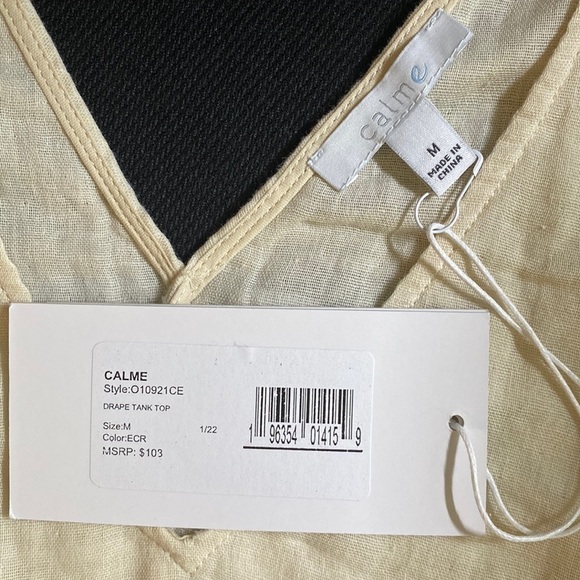 Johnny Was Calme Drape Tank Top Double V Neck Sleeveless 100% Cotton Size M - Picture 6 of 7